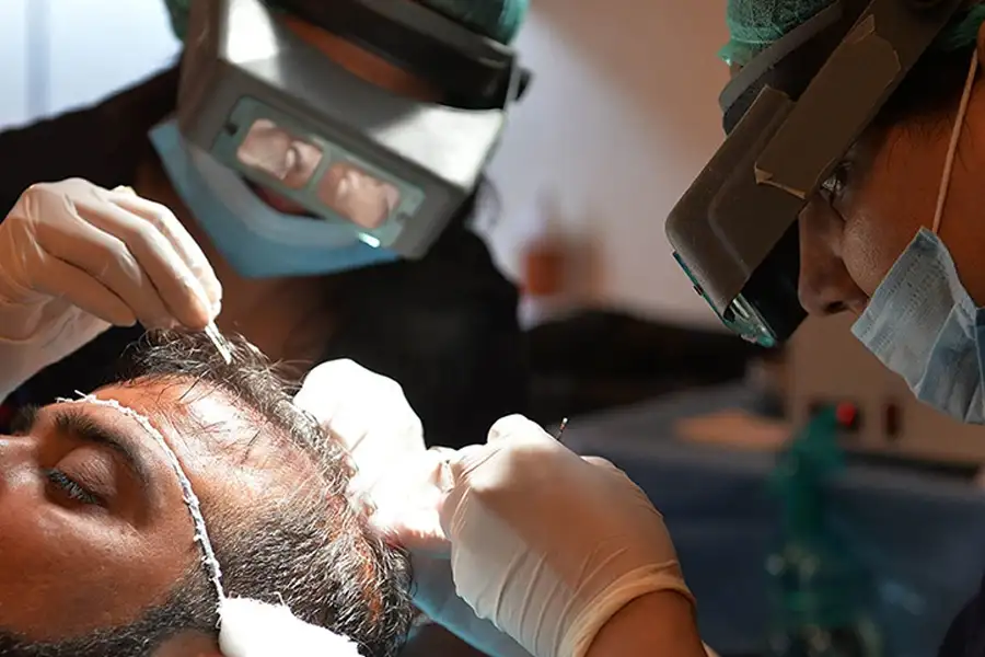 Robotic hair transplant operation