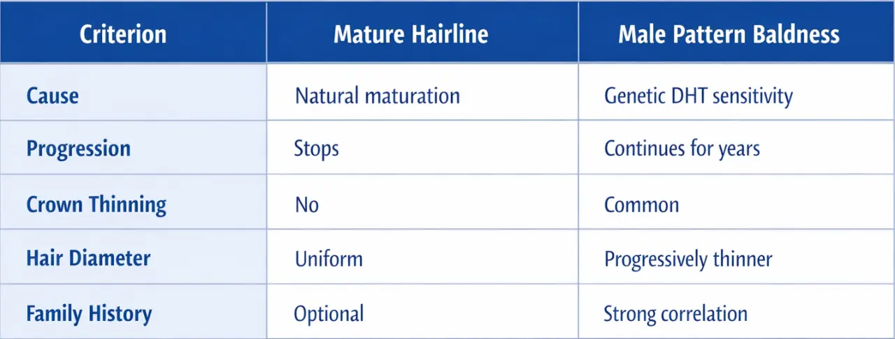 Male Pattern Baldness vs Mature Hairline