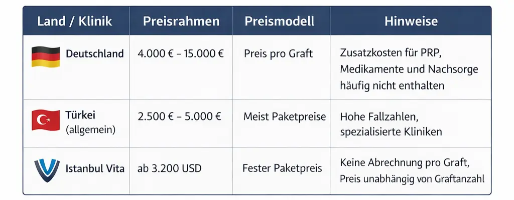 Haartransplantation Deutschland vs Türkei: Kosten & Qualität