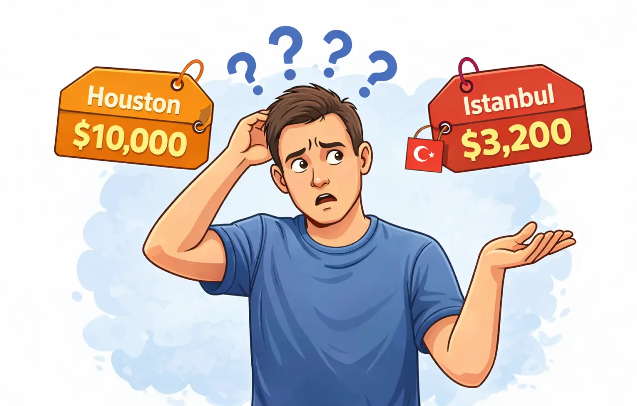 Man indecisive about getting a hair transplant in Houston or Istanbul