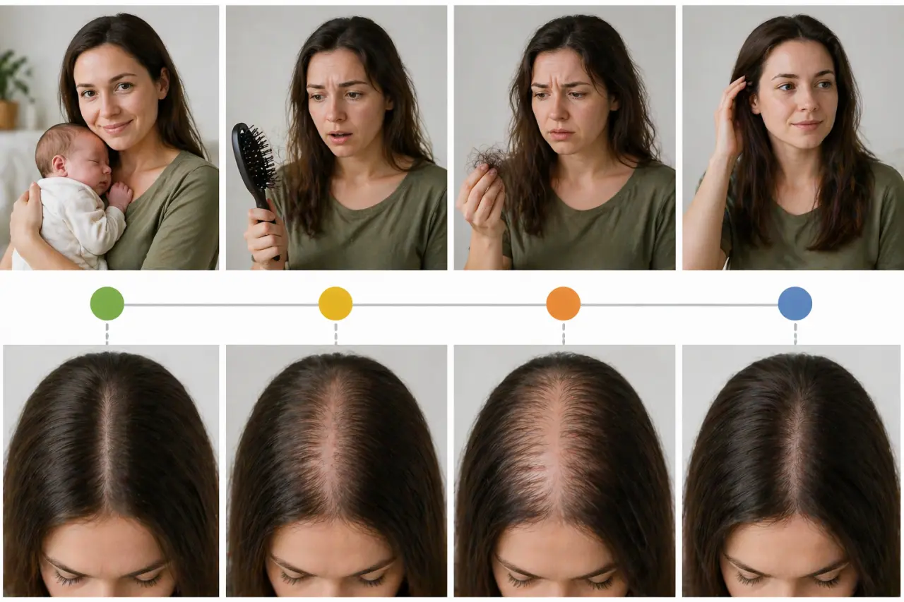 postpartum hair loss stages timeline